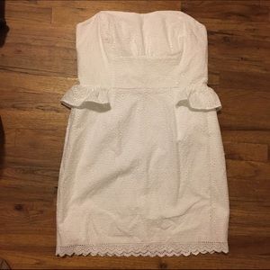 Lilly Pulitzer White Eyelet Strapless Dress, 12