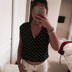 NWOT Black flowery top