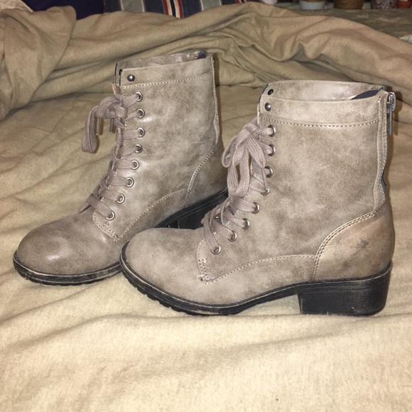 Gray combat boots