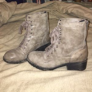 Gray combat boots