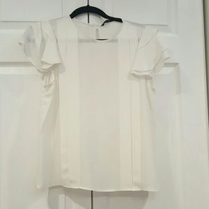 Zara white flutter sleeve top