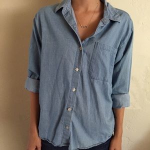 Forever21 blue, oversized button down top.