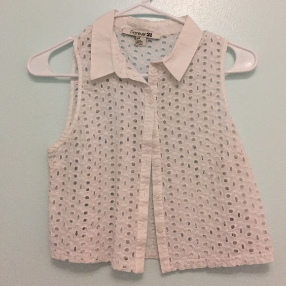 White Button Up Crop Top - Picture 1 of 1