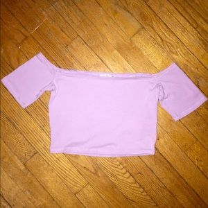 Tobi Lilac Off the Shoulder Crop Top
