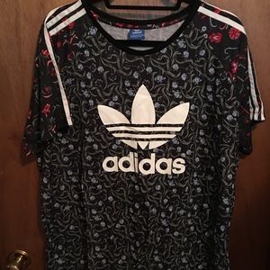 adidas flower print high low tee.