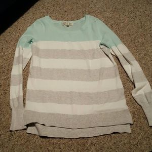 Teal, white and gray sweater