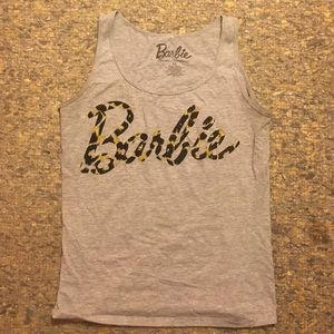 Gray tank top w cheetah barbie graphic