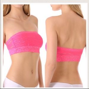 Free People Stretch Lace bandeau, bubble gum pink.