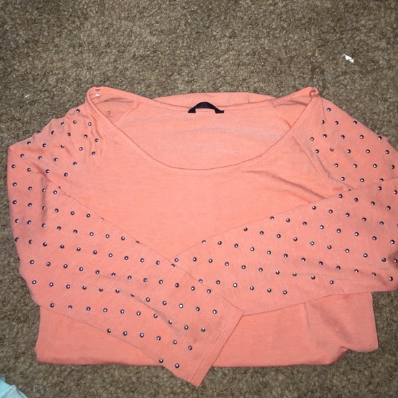 Orange, 3/4 length, studded shirt