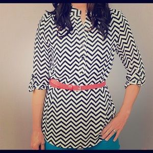 Large Chevron 3/4 Sleeve Blouse by Daytrip