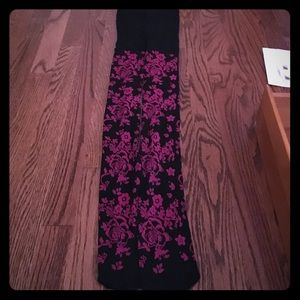 Beautiful black and dark pink floral stockings