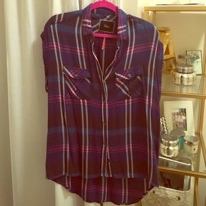 Rails sleeveless plaid shirt size small