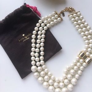 Kate Spade Moon Ricer Pearl Gold Bow necklace