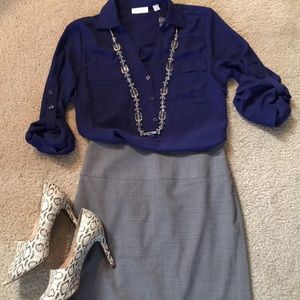 NY & Co. 💎Cobalt blue sheer blouse in medium‼️