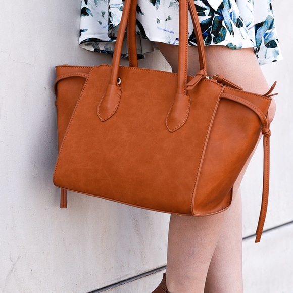 Cognac Trapeze Satchel