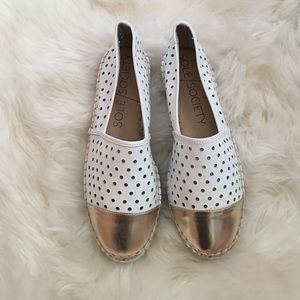 White and Gold Espadrille Flats