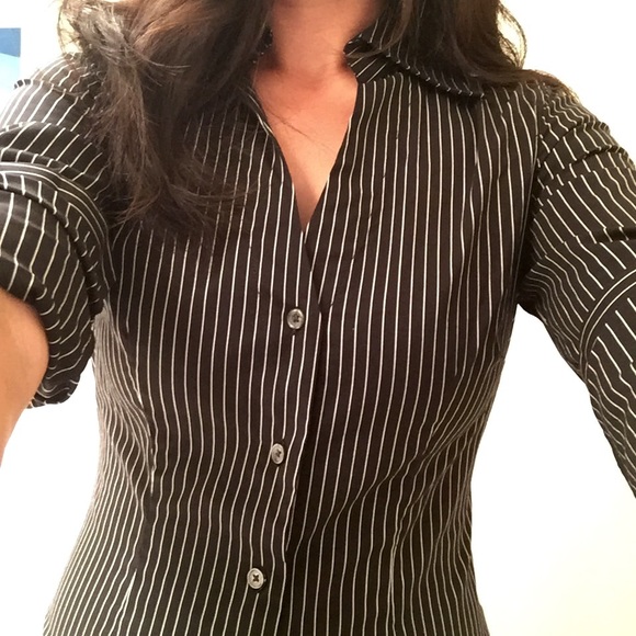 Express | Black & White Stripe Dress Shirt
