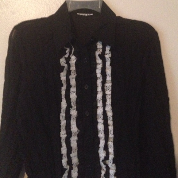 Sheer black button up long sleeve