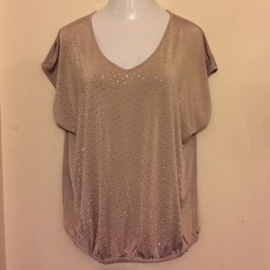 Pretty beige blouse with gold studs