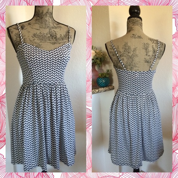 Navy and White Chevron Day Dress