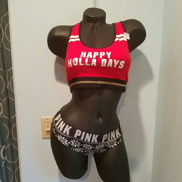 Victorias Secret PINK Holiday Yoga Bra & Panties - Picture 2 of 4