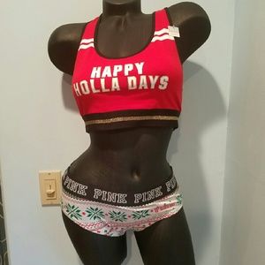 Victorias Secret PINK Holiday Yoga Bra & Panties