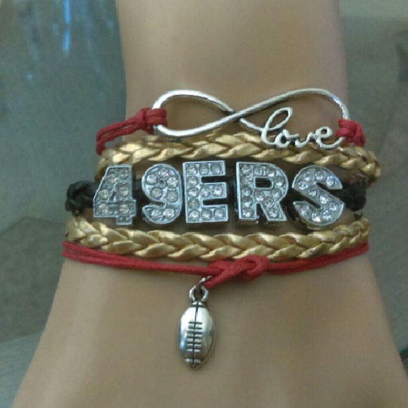 Rhinestone 49ers football bracelet