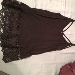 Express criss cross lace bottom tank top