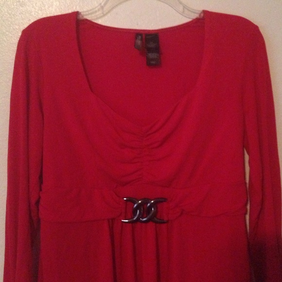 Elegant red long sleeve blouse