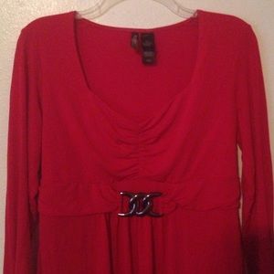 Elegant red long sleeve blouse