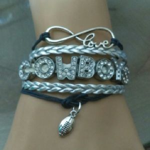 SUPER cute rhinestone football cowboys bracelet