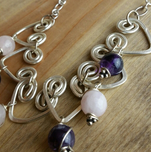 Amethyst & Rose Quartz Neckalce - Picture 2 of 3