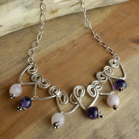 Amethyst & Rose Quartz Neckalce - Picture 3 of 3