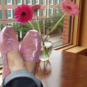 Brand new, never worn glitter Toms!