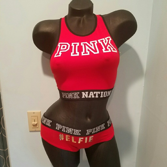 Victorias Secret PINK Logo Band Yoga Bra&Panty