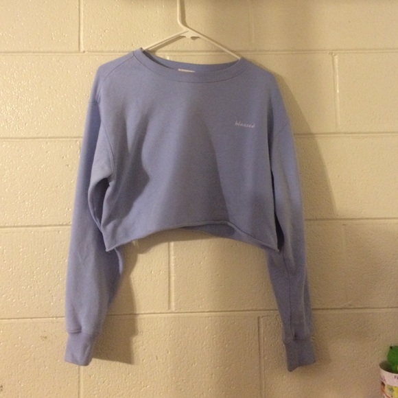 LA HEARTS BABY BLUE CROPPED SWEATSHIRT