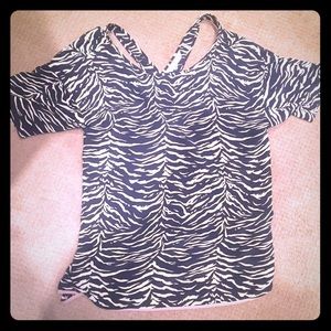 Rebecca Taylor zebra striped, crossover back top