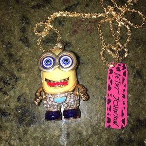 Betsey Johnson gold  teeth blue shoes minion