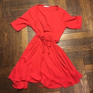 Red Zara wrap dress