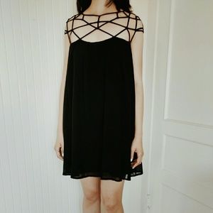 Black caged shift dress