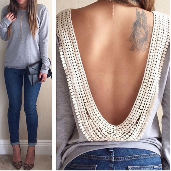 Long-Sleeved Backless Top