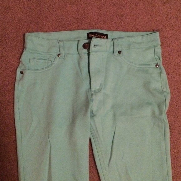 Mint green jeggings. - Picture 2 of 2