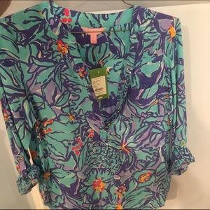 Lilly Pulitzer Iris Blue Mai Tai Delray Tunic