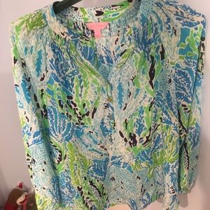 Lilly Pulitzer Elsa Top in Spa Blue Lets Cha Cha