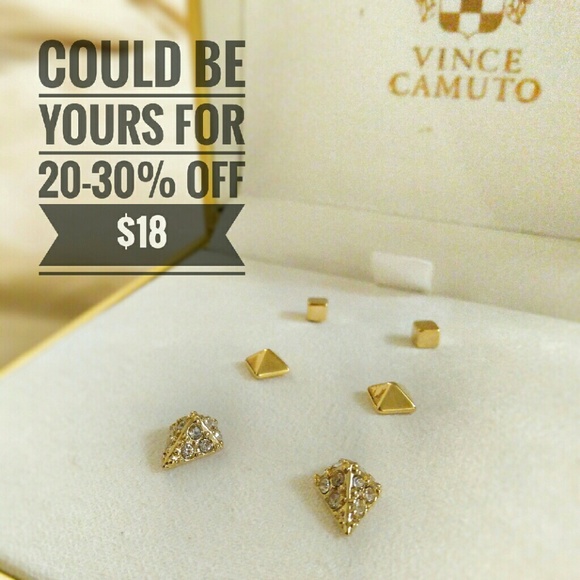 NWT. Vince Camuto goldtone geometric stud trio