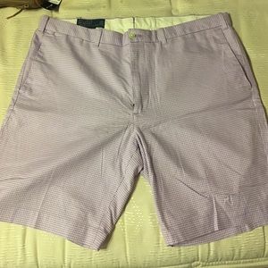 NEW men polo purple and white plaid shorts size 36