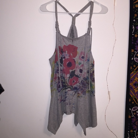Painted floral flowy tank
