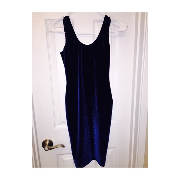 Velvety blue mini dress