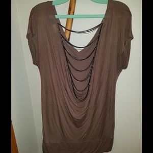 Large Light Brown Short Sleeve Top w/ Open Back