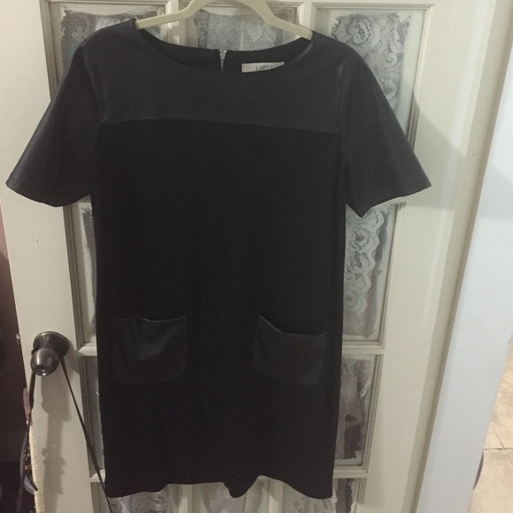 Dress with Faux Leather Details